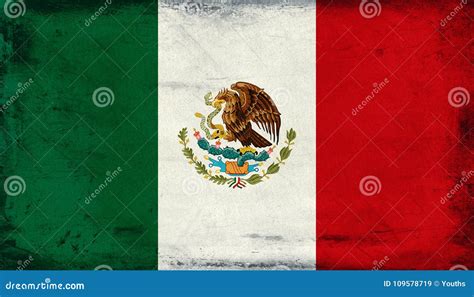 Vintage National Flag Of Mexico Background Stock Illustration