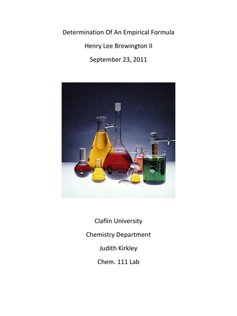 Determination Of An Empirical Formula Pdf Combustion Chemical Substances