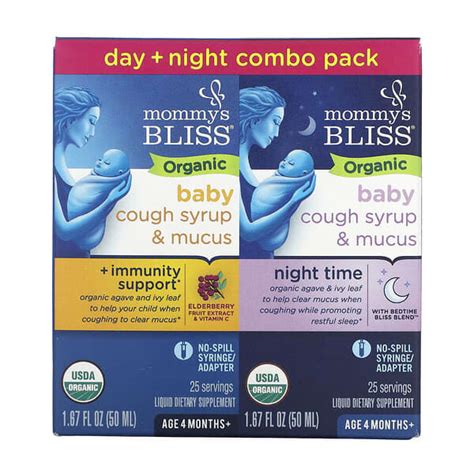 Mommy's Bliss, Baby, Organic Cough Syrup & Mucus, Day/Night Pack, Age 4 ...