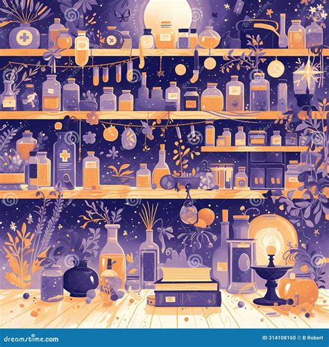 Mysterious Apothecary Store With Herbs And Potions Stock Illustration Illustration Of