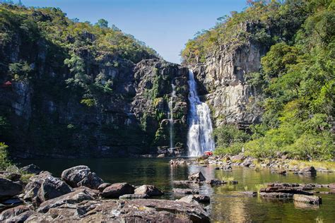 Cachoeira Localizada No Rio Preto Dentro Do Parque Nacional Da Chapada