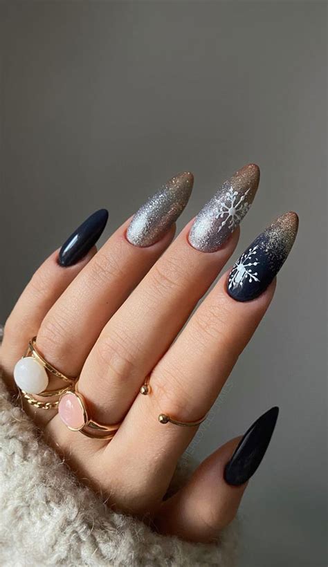 Christmas Holiday Nails For A Festive Look Navy Blue And Ombre