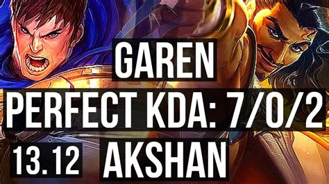 Garen Vs Akshan Top 7 0 2 1 7m Mastery 6 Solo Kills 700 Games