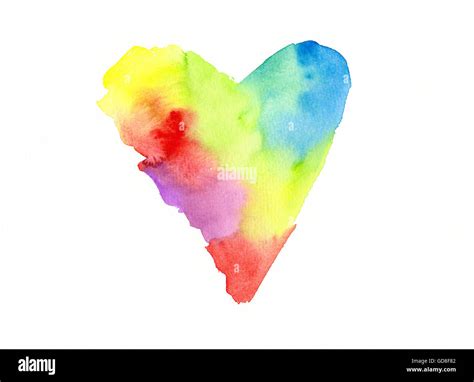 Rainbow colored heart watercolor painting Stock Photo - Alamy