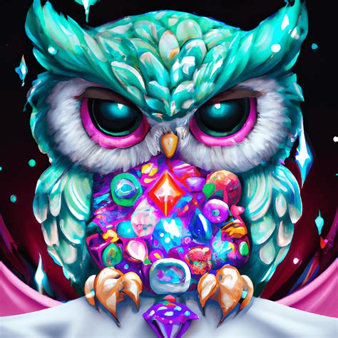 Mystical Owl With Gems Graphic · Creative Fabrica