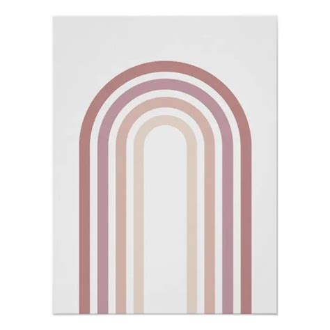 Pink Mauve Minimalist Rainbow Wall Art Poster Zazzle Rainbow Wall