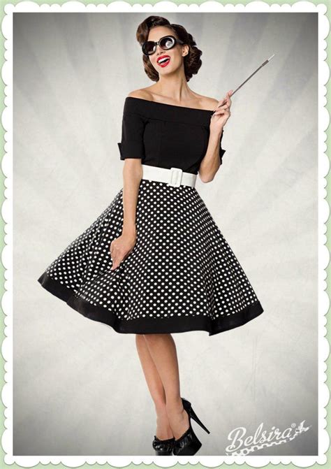 Belsira Er Jahre Rockabilly Petticoat Kleid Polka Dots Schwarz