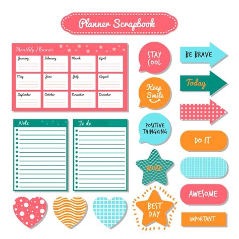 Premium Vector Planner Scrapbook Pack