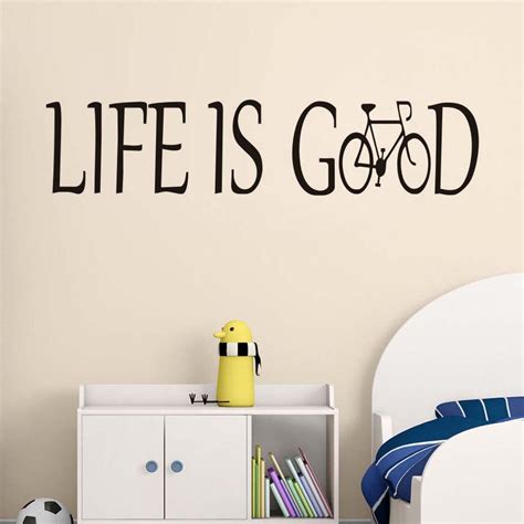 Life Is Good Vinyl Wall Decal Creative Bicycle Lettering Art Design