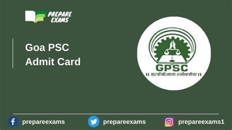 Goa PSC Admit Card 2021 PDF Out PrepareExams