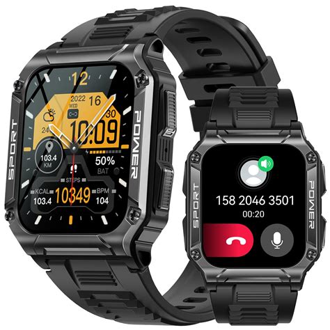 Military Smart Watch For Men Bluetooth Call Rugged 1 95 Hd Big Screen Tactical Sports Watch