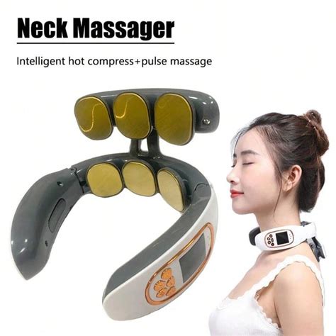 6 Heads Smart Electric Neck And Back Pulse Massager Tens Wireless Heat