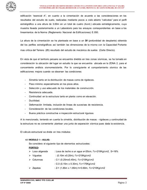 Memoria Calculo Estructural Inkari PDF