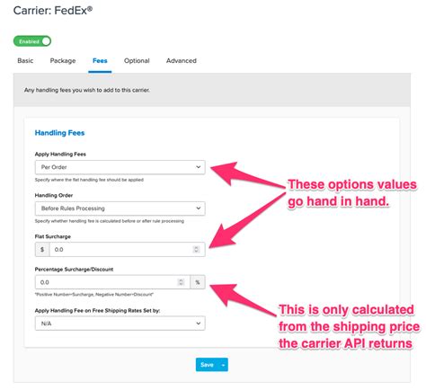 Fixed Handling Fees Percentages Carriers Shipping Rules