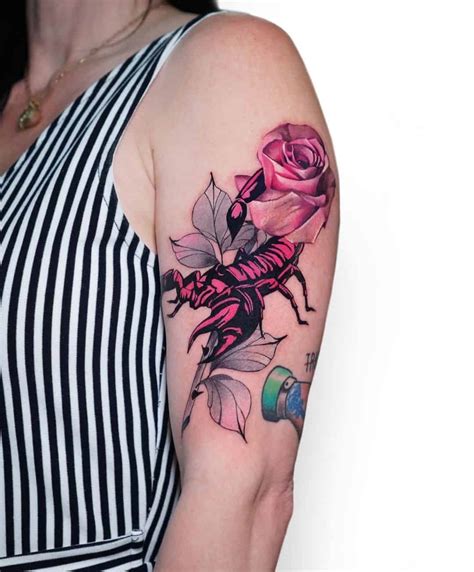 Details 77 Feminine Scorpion Rose Tattoo In Cdgdbentre