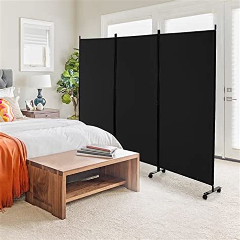 Goflame Panel Folding Room Divider Ft Rolling Privacy Screen With