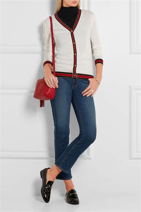 Lyst Gucci Striped Wool Cardigan In White