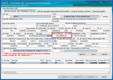 WINT Como informar redução na base de ICMS no lançamento de notas