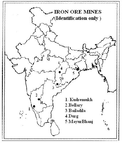 Map work regarding topic a Iron ore fields b Iron ore mines c Bauxite ...