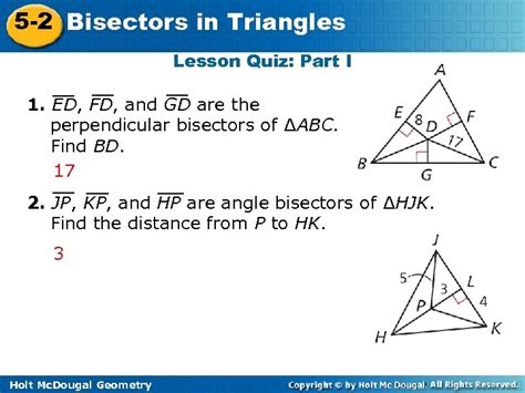 5 2 Bisectors In Triangles Warm Up Lesson