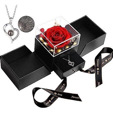 Amazon Skalago Preserved Real Rose With Heart Necklace I Love You