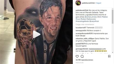 ¡el Más Gallina Pablo Lunati Se Hizo Un Impresionante Tatuaje De Marcelo Gallardo Tn