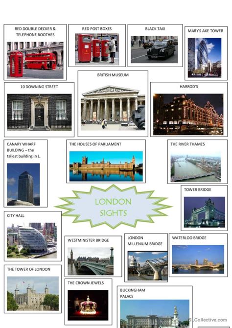 London Sights Vocabulary Flashcards English Esl Worksheets Pdf Doc