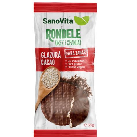 Rondele Din Orez Cu Glazura De Cacao Fara Zahar G Sanovita