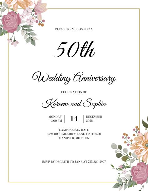 Modern Black And Gold Wedding 50th Anniversary Invitation Venngage