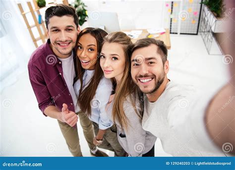 Camera Point Of View Of Happy Multicultural Business People Taking