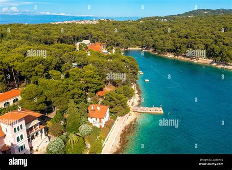 Aerial view of Čikat Bay near Mali Losinj town on Losinj island the