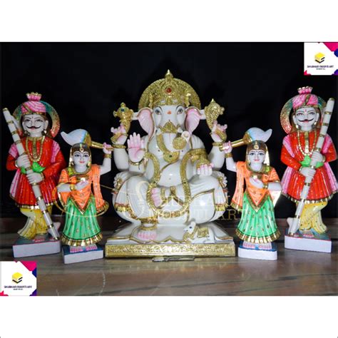 Polished Marble Lord Ganesh Statue With Riddhi Siddhi At 206000 00 INR