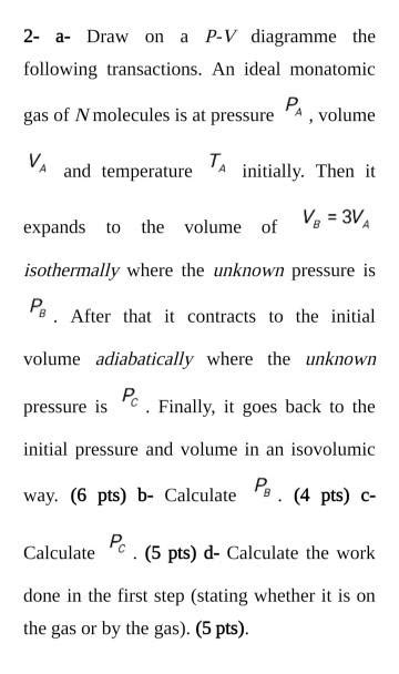 Solved 2 A Draw On A P V Diagramme The Following Chegg