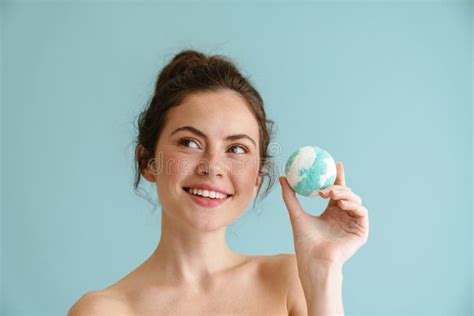 Half Naked Woman Posing Over Blue Stock Photos Free Royalty Free