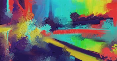 Ilustraciones Abstractas Del Estilo De La Pintura Al Leo En Lona Stock