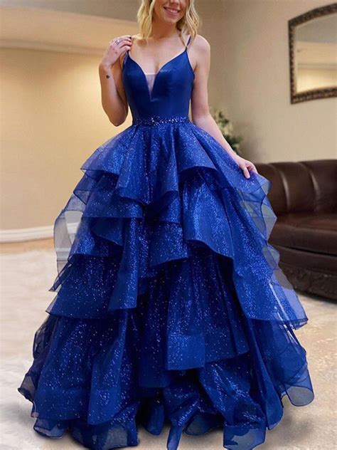 Long Princess Prom Dresses 2023 Girl Off Shoulder Sexy V Neck Tulle