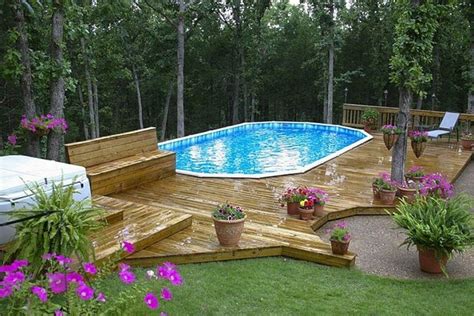 25 Top Oval Above Ground Swimming Pools Design With Decks Best Above Ground Pool Backyard