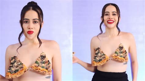 Urfi Javed Wears Pizza Slices As Bikini Top With Sheer Black Skirt