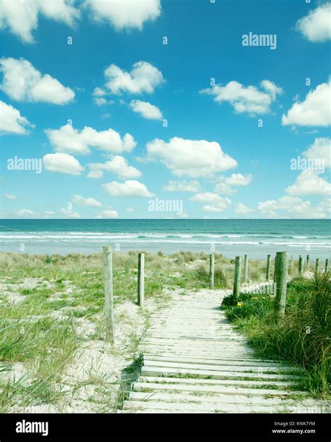 Walkway Leading To Beach Scene Stock Photo Alamy