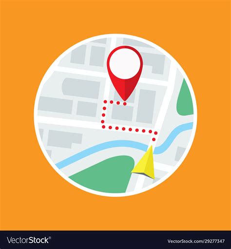 City Map With Gps Symbol And Route Flat Icon Vector Image