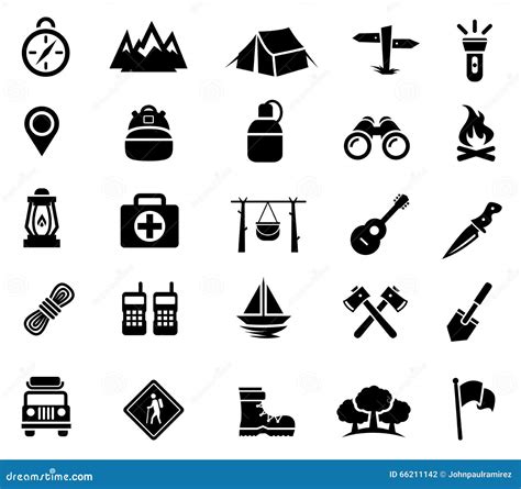 Camping, Outdoor Activity, Recreation, Icons Stock Vector - Image: 66211142