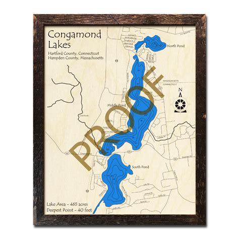 Congamond Lakes Ma 3d Wood Maps Nautical Charts