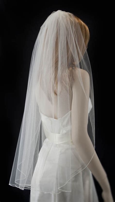 Wedding Veil Fingertip Length Bridal Veil Pencil Edge Veil 2230846