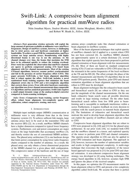 PDF Swift Link A Compressive Beam Alignment Algorithm For 1