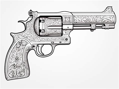 Premium AI Image | a drawing of a revolver with a floral pattern on the barrel generative ai