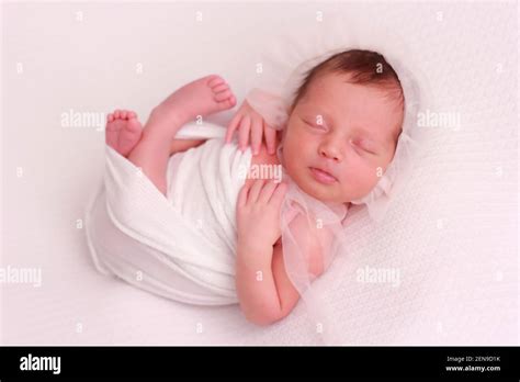 Newborn Baby Girl Sleeping Stock Photo Alamy