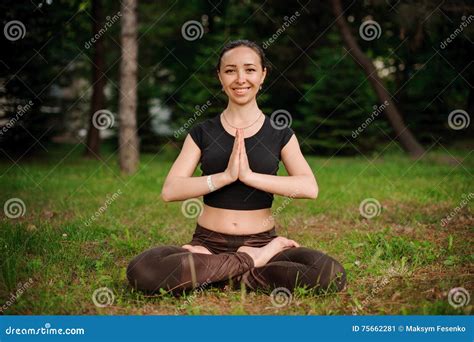 Nature Yoga Session In Beautiful Green Woods Between Trees Meditation