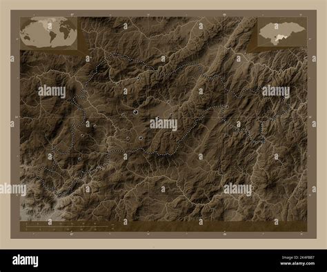 El Paraíso Departamento De Honduras Mapa De Altura Coloreado En Tonos