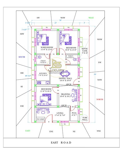 1140 Sqft East Face 3BHK House According To Proper Vastu Mentioned