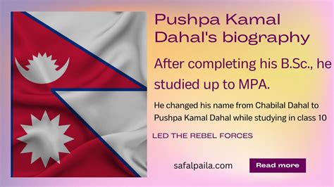 Pushpa Kamal Dahal's biography - Safal Paila